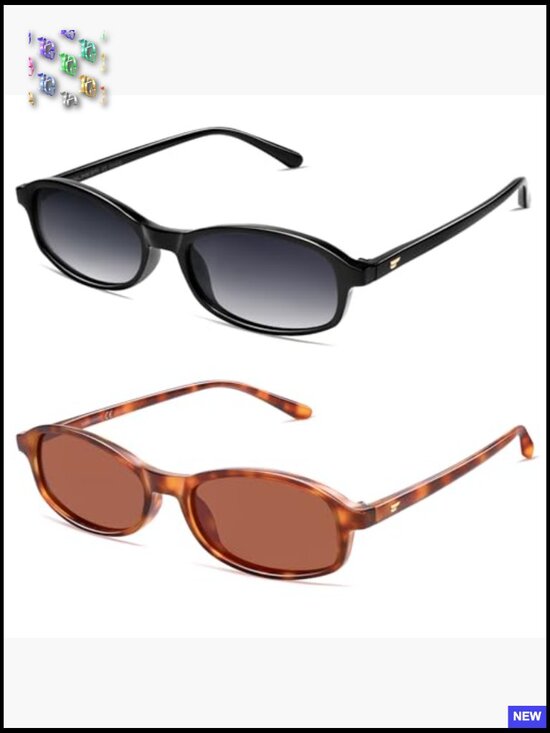 Retro Polarized Rectangle Sunglasses Trendy 90s Vintage Narrow Thin Frame Small main image 4